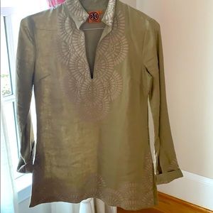 Tory Burch embroidered linen tunic top